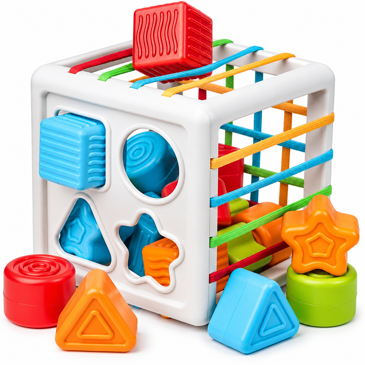 8-Piece Baby Shape Sorter Cube – Sensory Learning & Matching Toy