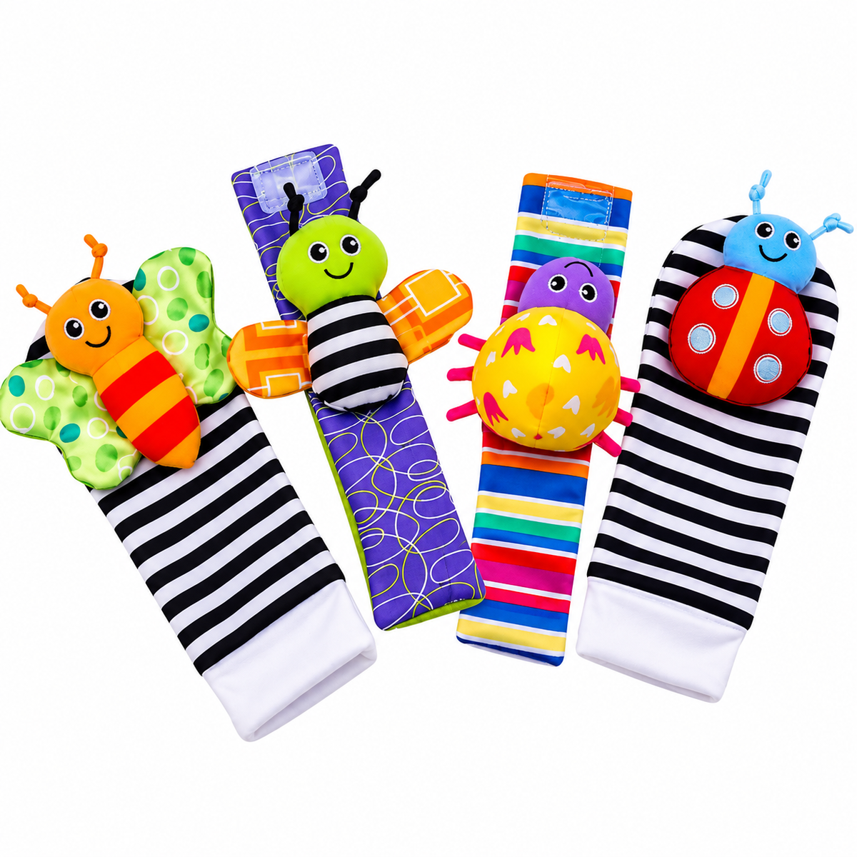 Baby Wrist Rattles & Foot Finder Socks – 4-Piece Sensory Set