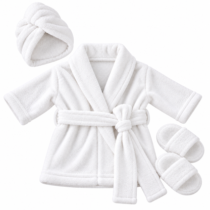 Luxury Baby Bathrobe Gift Set – White