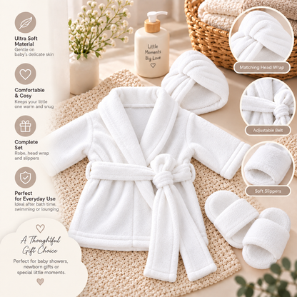 Luxury Baby Bathrobe Gift Set – White