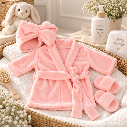 Luxury Baby Bathrobe Gift Set – Blush Pink