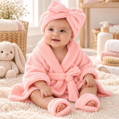 Luxury Baby Bathrobe Gift Set – Blush Pink