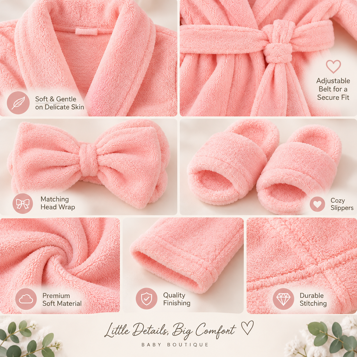 Luxury Baby Bathrobe Gift Set – Blush Pink