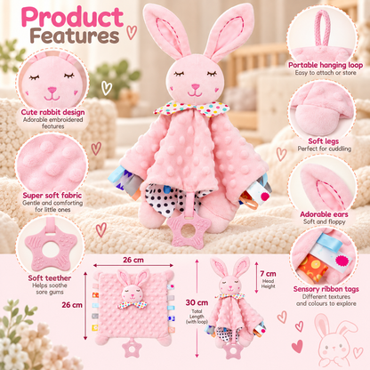 Pink Rabbit Sensory Comfort Toy Features and Size