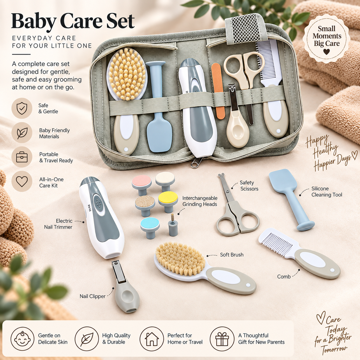 Baby Care and Grooming Kit with Electric Nail Trimmer
