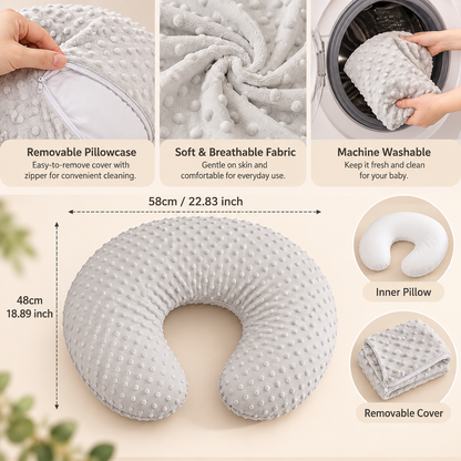 Baby Nursing Pillow – Soft Supportive Feeding Pillow with Removable Cover