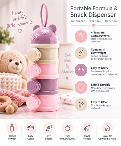 Portable Formula & Snack Dispenser - Girl (Pink & Purple)