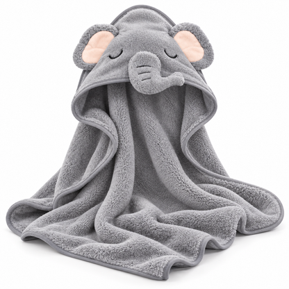 Elephant Hooded Baby Bath Towel – Ultra Soft & Absorbent 80 × 80 cm