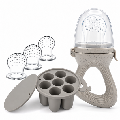 Grey Silicone Baby Food Feeder and Freezer Set
