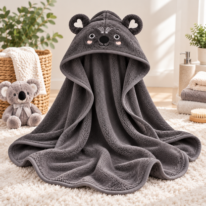 Koala Hooded Baby Bath Towel – Ultra Soft & Absorbent 80 × 80 cm