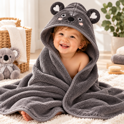 Koala Hooded Baby Bath Towel – Ultra Soft & Absorbent 80 × 80 cm