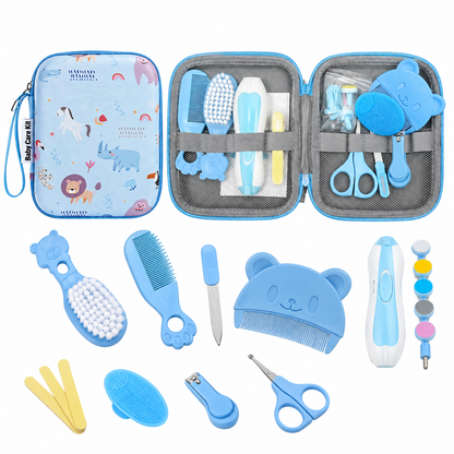 Complete Baby Grooming & Healthcare Kit with Portable Storage Case – Blue