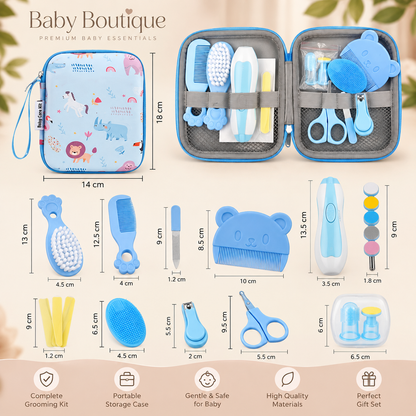 Complete Baby Grooming & Healthcare Kit with Portable Storage Case – Blue
