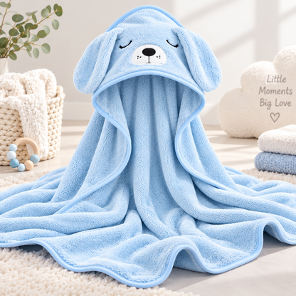 Puppy Hooded Baby Bath Towel – Ultra Soft & Absorbent 80 × 80 cm