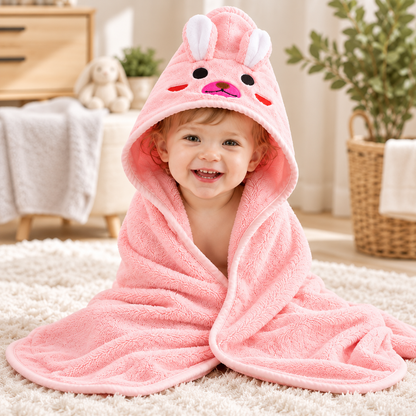 Rabbit Hooded Baby Bath Towel – Ultra Soft & Absorbent 80 × 80 cm