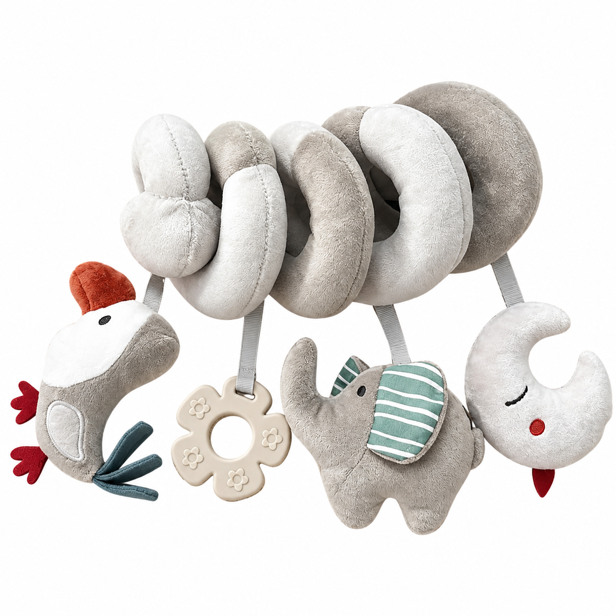Soft Plush Baby Spiral Activity Toy with Hanging Sensory Toys