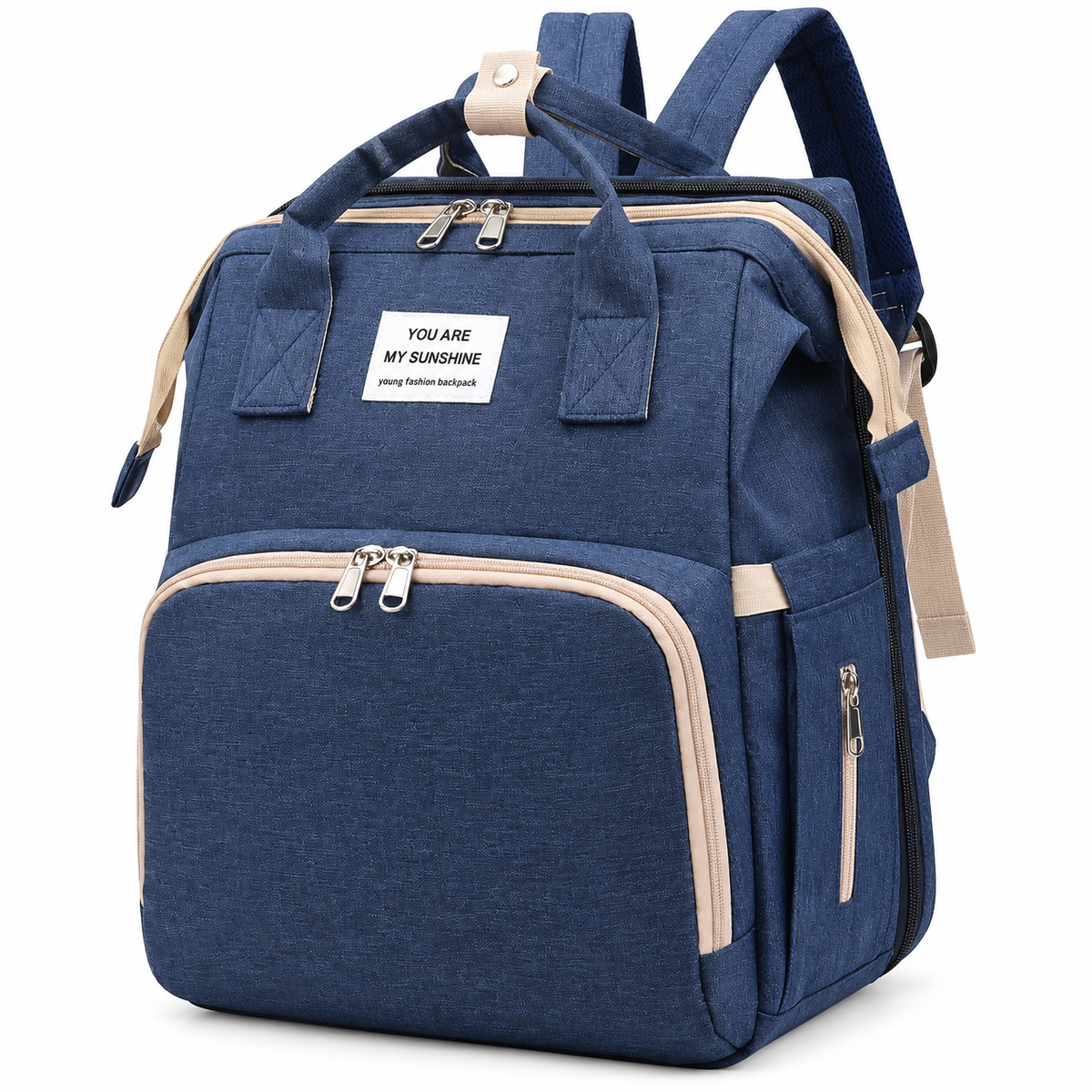2-in-1 Convertible Baby Diaper Backpack & Portable Travel Bassinet – Navy Blue