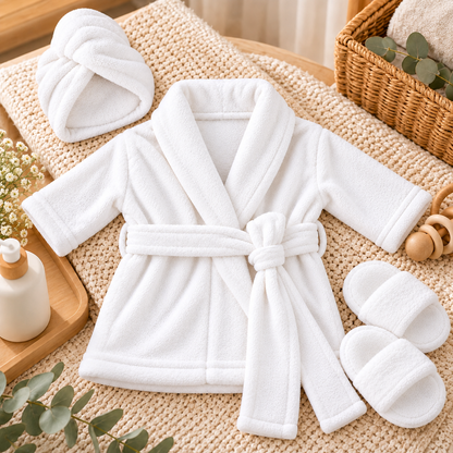 Luxury Baby Bathrobe Gift Set – White