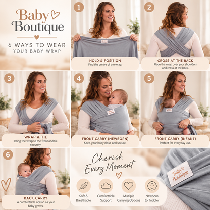 Premium Soft-Stretch Baby Wrap Carrier – Grey